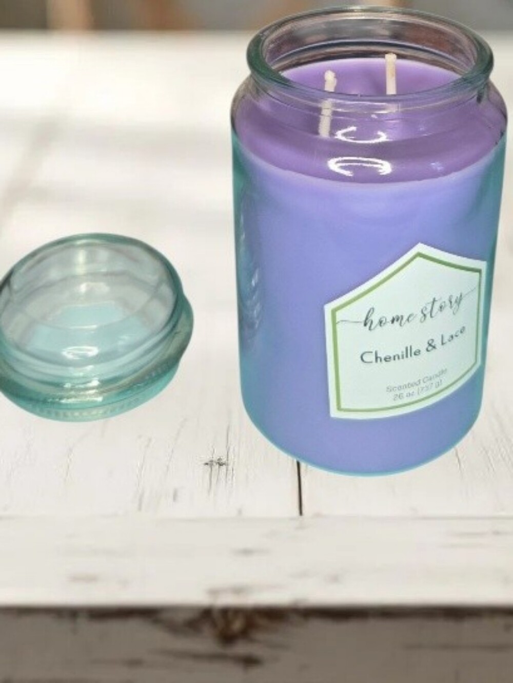 Chenille & Lace Scented Jar Candle - Purple